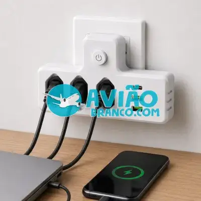 Extensor de Tomada com 3 Tomadas, 2 USB e 1 USB Tipo C Fornecedor Atacado Caixa Fechada