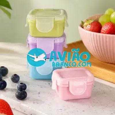 Kit com 4 Potes Herméticos 150ml com Tampa e Travas para Lancheira Fornecedor Atacado Caixa Fechada