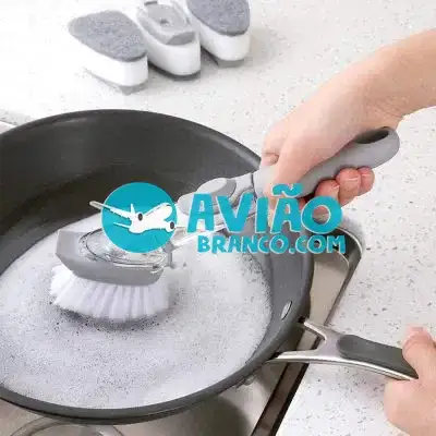 Escova Limpeza 2 em 1 Dispenser Detergente Esponja Cozinha Max Cleaner Fornecedor Atacado Caixa Fechada