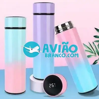 Garrafa Térmica Inteligente com Termômetro Digital Colorida Tie Dye Fornecedor Atacado Caixa Fechada