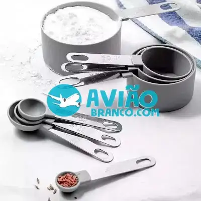 Kit Medidor Culinário Colher Copo Em Aço Inox – 08 Peças Fornecedor Atacado Caixa Fechada