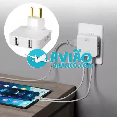 Adaptador Tomada Benjamin Articulado Com Entrada USB Fornecedor Atacado Caixa Fechada