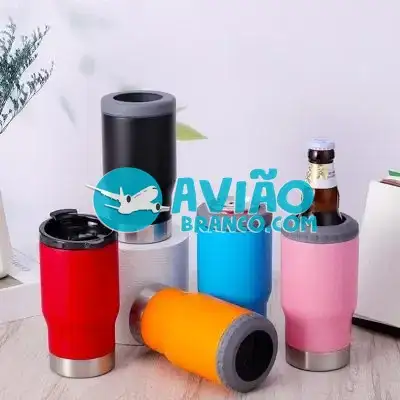 Copo Térmico Porta Long Neck Lata Isolamento A Vácuo Inox 2 Em 1 Fornecedor Atacado Caixa Fechada