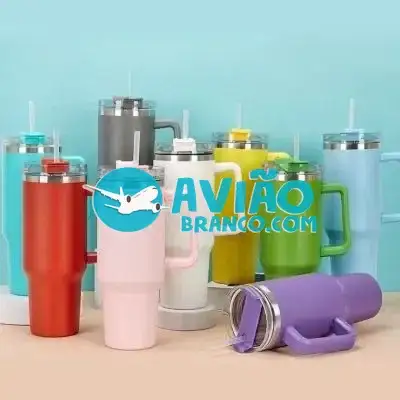 Copo Caneca Térmica Quencher Com Canudo E Alça 1200ML Fornecedor Atacado Caixa Fechada