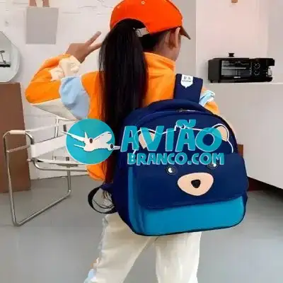 Mochila Escolar Infantil Flexível com Estojo Estampa Urso Fornecedor Atacado Caixa Fechada