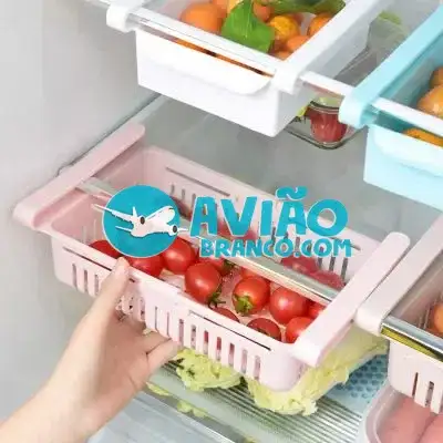 Organizador de Geladeira Gaveta Multiuso Retrátil de Plástico Colors Fornecedor Atacado Caixa Fechada
