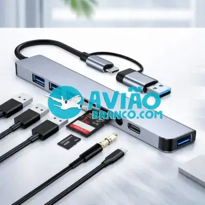 Hub USB-C com Leitor de Cartão SD e Micro SD 8 em 1 Fornecedor Atacado Caixa Fechada