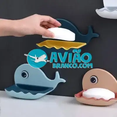 Saboneteira Banheiro Porta Sabonete Baleia Plástico P/ Parede Fornecedor Atacado Caixa Fechada