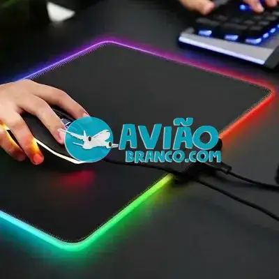 Mouse Pad Gamer Com Borda Iluminada LED RGB 7 Cores – 35cm x 25cm Fornecedor Atacado Caixa Fechada