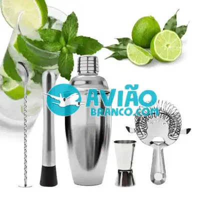 Kit Coqueteleira Aço Inox Bartender 04 Peças Drinks Coquetéis Fornecedor Atacado Caixa Fechada