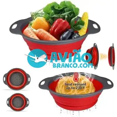 Escorredor de Silicone Dobrável para Macarrão Legumes Verduras Fornecedor Atacado Caixa Fechada