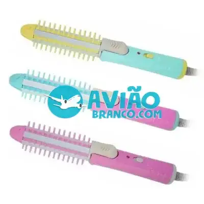 Mini Chapinha Prancha e Escova Elétrica Cachos 2 em 1 em Cerâmica Fornecedor Atacado Caixa Fechada