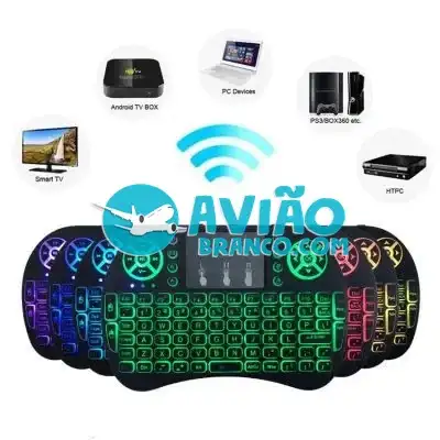 Mini Teclado Controle Sem Fio Para Smart Tv Box Iluminado Luz Led Fornecedor Atacado Caixa Fechada