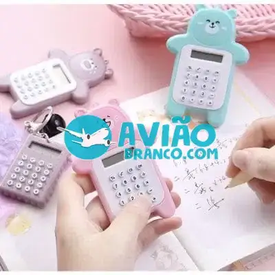 Mini Calculadora Colorida Bichinho Ursinho Fofo Com Chaveiro Fornecedor Atacado Caixa Fechada
