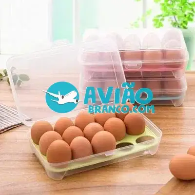 Organizador Porta Ovos com Tampa Bandeja 15 Ovos Fornecedor Atacado Caixa Fechada