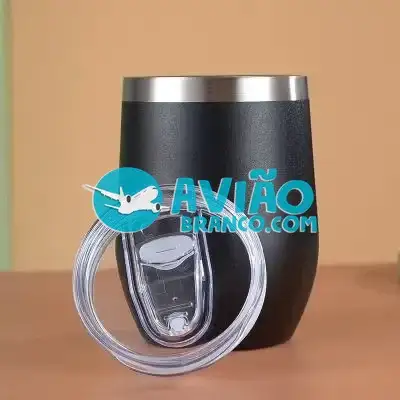Copo Térmico Ovo Cuia Com Tampa Tipo Stanley 350 ml – Preto Fornecedor Atacado Caixa Fechada