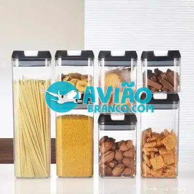 Conjunto 7 Potes De Cozinha Organizadores Herméticos Fornecedor Atacado Caixa Fechada