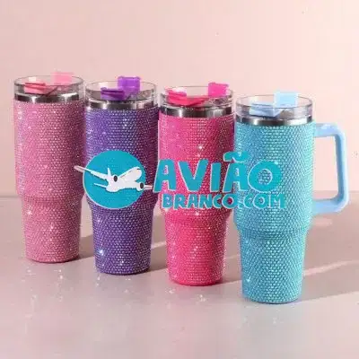Copo Térmico com Strass Brilho 1200ml Fornecedor Atacado Caixa Fechada