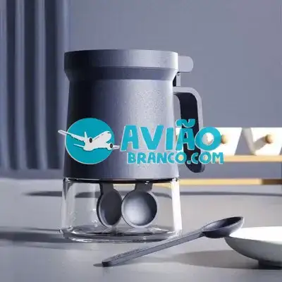 Açucareiro/Porta Temperos Em Vidro Com Tampa E Colher – 350ML Fornecedor Atacado Caixa Fechada