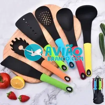 Kit Utensílios de Cozinha com 7 Pçs De Silicone Fornecedor Atacado Caixa Fechada