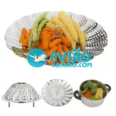 Cesto Inox Cozinhar Legumes Vapor Comida Saudável Fornecedor Atacado Caixa Fechada