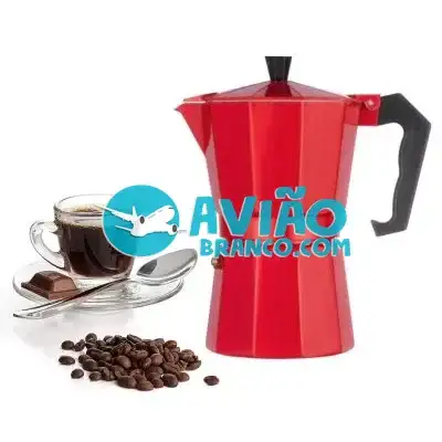 Cafeteira Italiana Moka Alumínio Vermelha – 300ml Original Fornecedor Atacado Caixa Fechada