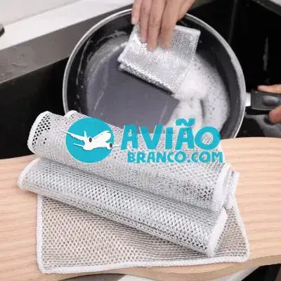 Pano De Limpeza Malha Metálica E Microfibra- Kit Com 5 Peças Fornecedor Atacado Caixa Fechada