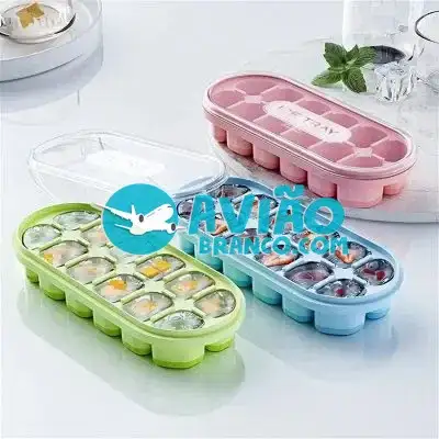 Forma de Gelo Com Tampa Fundo De Silicone Flexível – 12 Divisórias Fornecedor Atacado Caixa Fechada