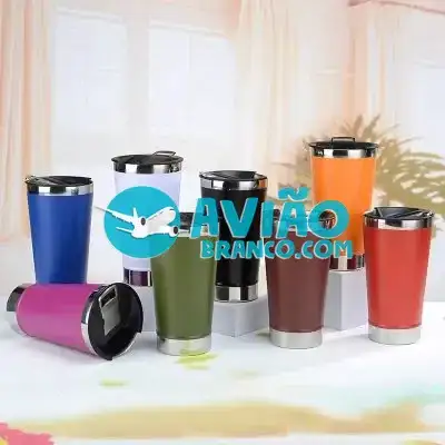 Copo Térmico Tipo Stanley Com Tampa e Abridor 473ml – Sem Estampa Fornecedor Atacado Caixa Fechada
