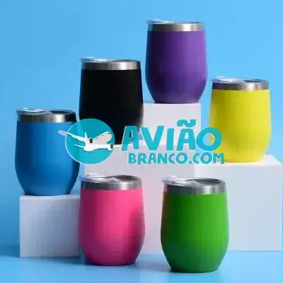 Copo Térmico Ovo Cuia Com Tampa Tipo Stanley 350 ml – Sem Estampa Fornecedor Atacado Caixa Fechada