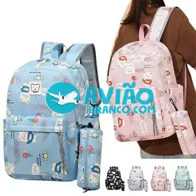 Mochila Escolar Com Estojo Infanto Juvenil Estampada Impermeável Fornecedor Atacado Caixa Fechada