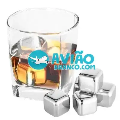 Kit Cubos de Gelo Artificial em Aço Inox Reutilizável Com Pegador Fornecedor Atacado Caixa Fechada