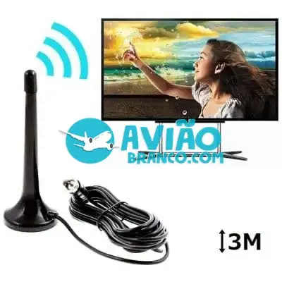 Antena Digital Tv Interna Amplificada Hdtv 4k Hd – Cabo 3m Fornecedor Atacado Caixa Fechada