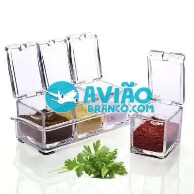 Porta Condimentos e Temperos Acrílico Crystal 4 Potes Fornecedor Atacado Caixa Fechada