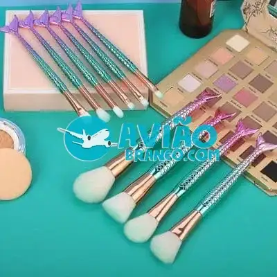 Kit Pincel De Maquiagem Sereia – 10 Peças Fornecedor Atacado Caixa Fechada