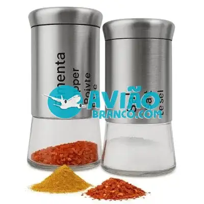 Kit Saleiro e Pimenteiro Porta Temperos com Tampa Inox – 02 peças Fornecedor Atacado Caixa Fechada